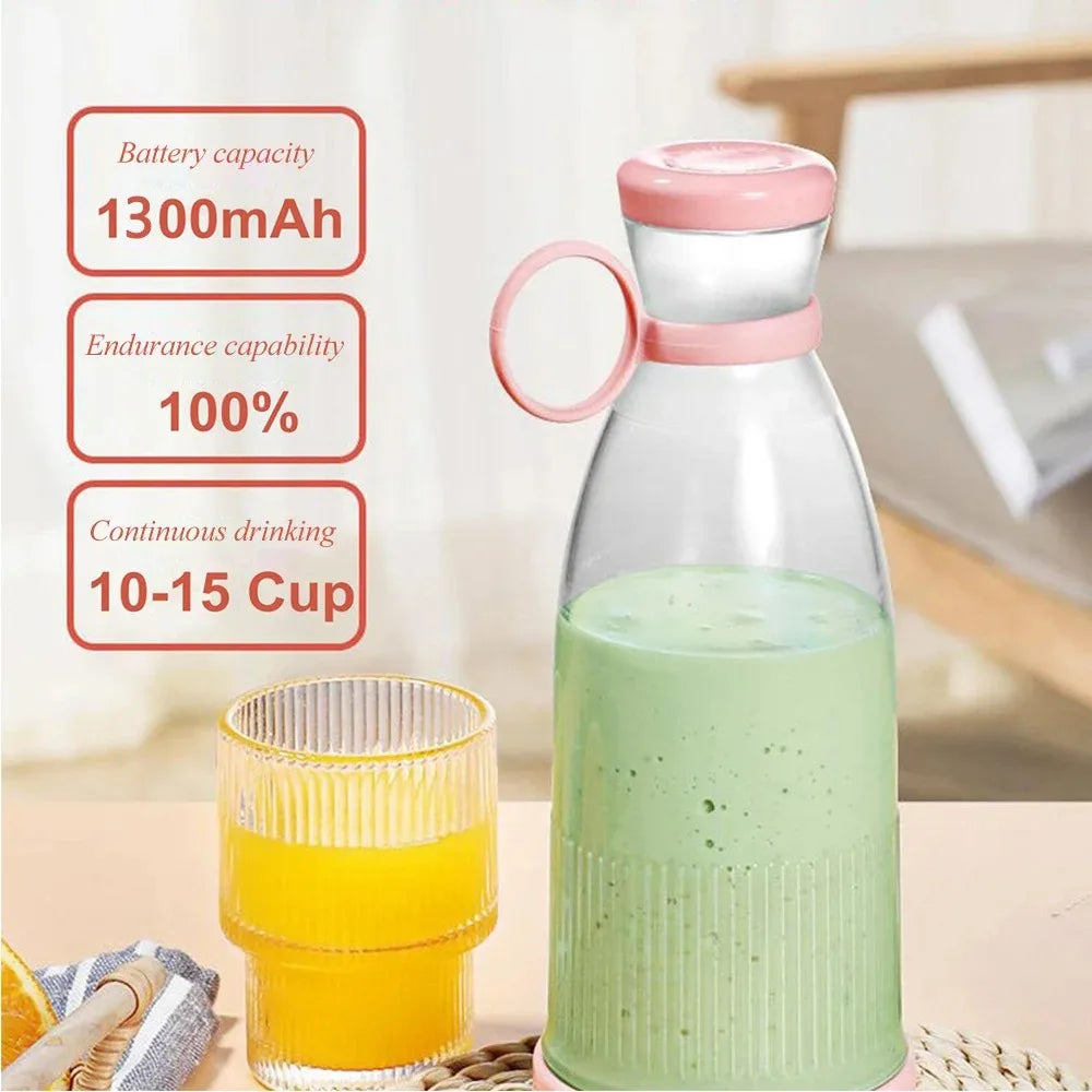 380ML Juicer USB Rechargeable Blender Fresh Fruit Juicer Portable Juice Bottle Mini Fast Electric Blender Smoothie Ice Maker