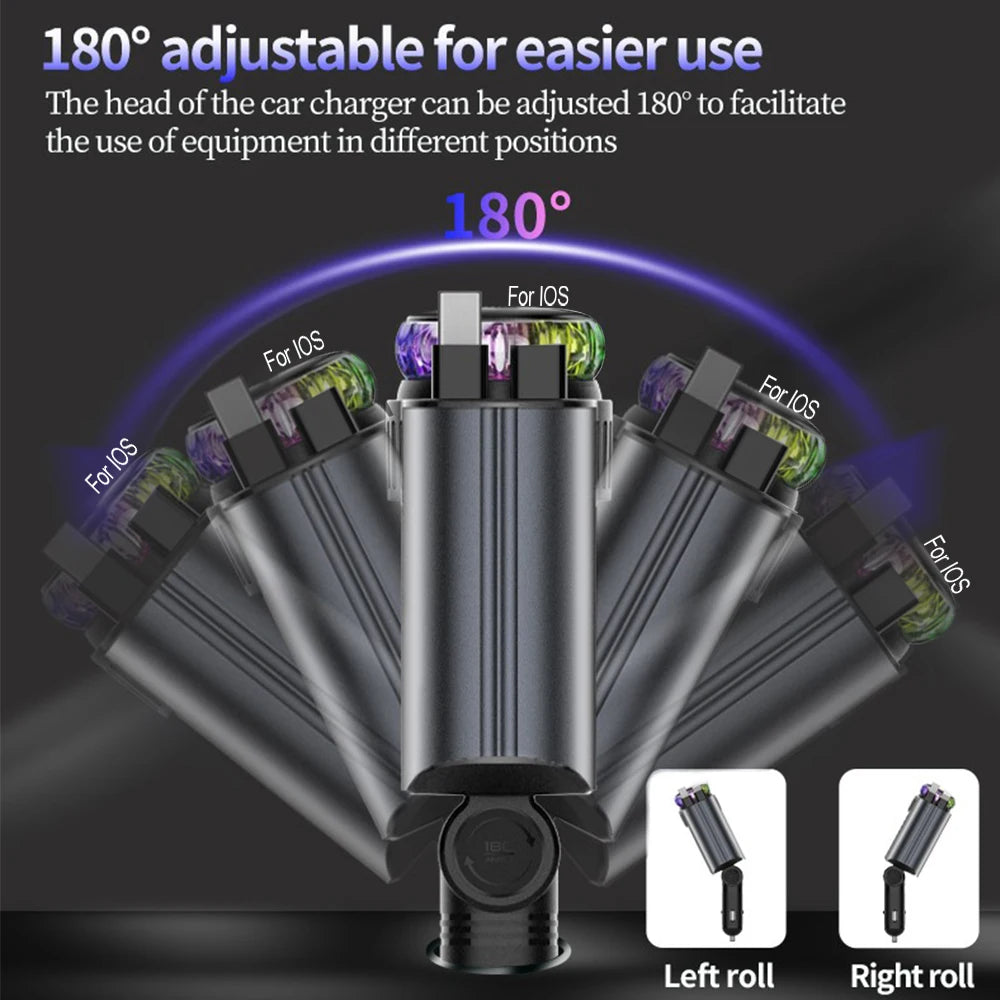 5-in-1 PD45W Car Charger USB Type-C Power Adapter Phone Charger With Roof Starlight Aromatherapy Air Freshener For IOS Android