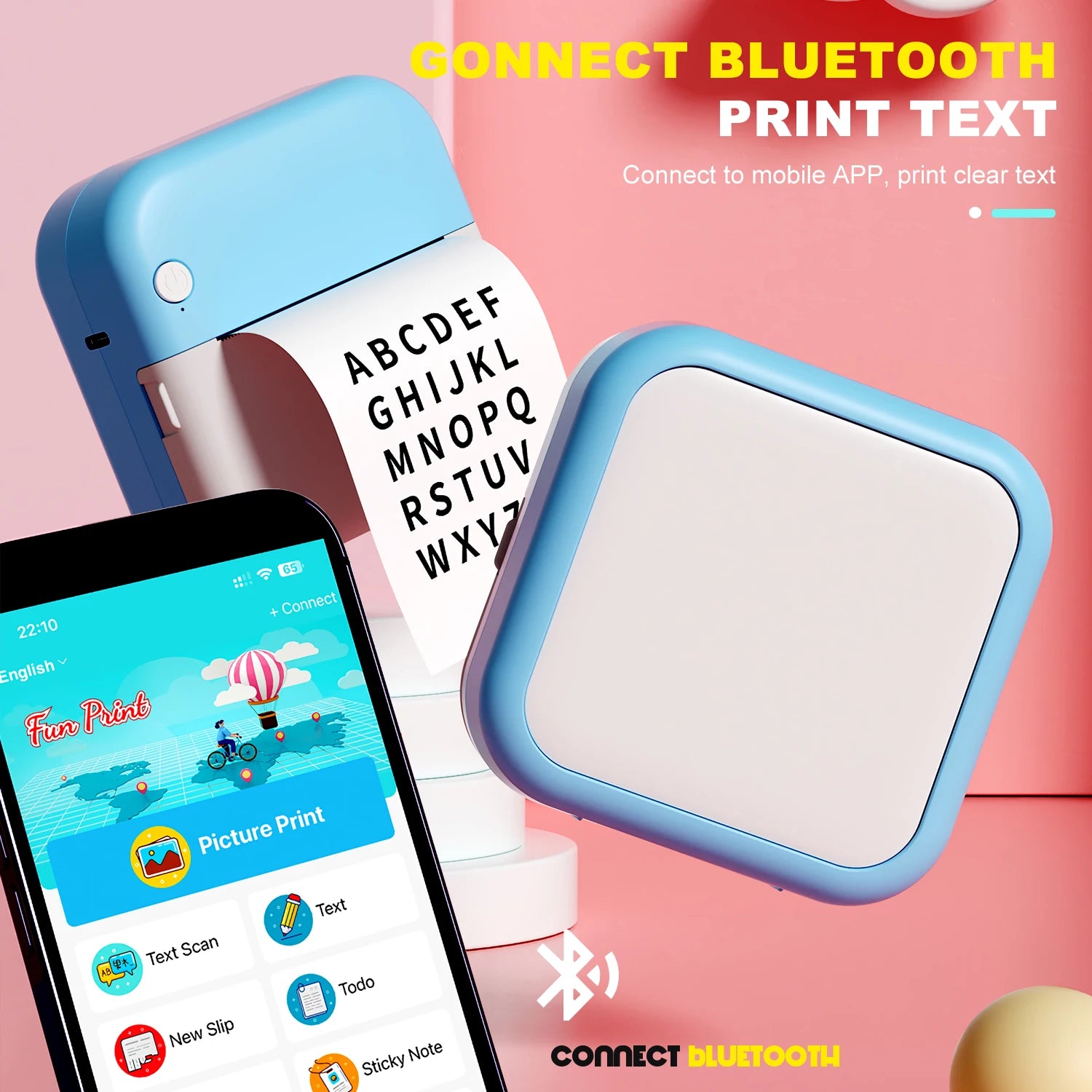 Portable Mini Thermal Printer Wireless Bluetooth Android iOS Mobile Photo Printers Student Error Title Note Pocket Printing