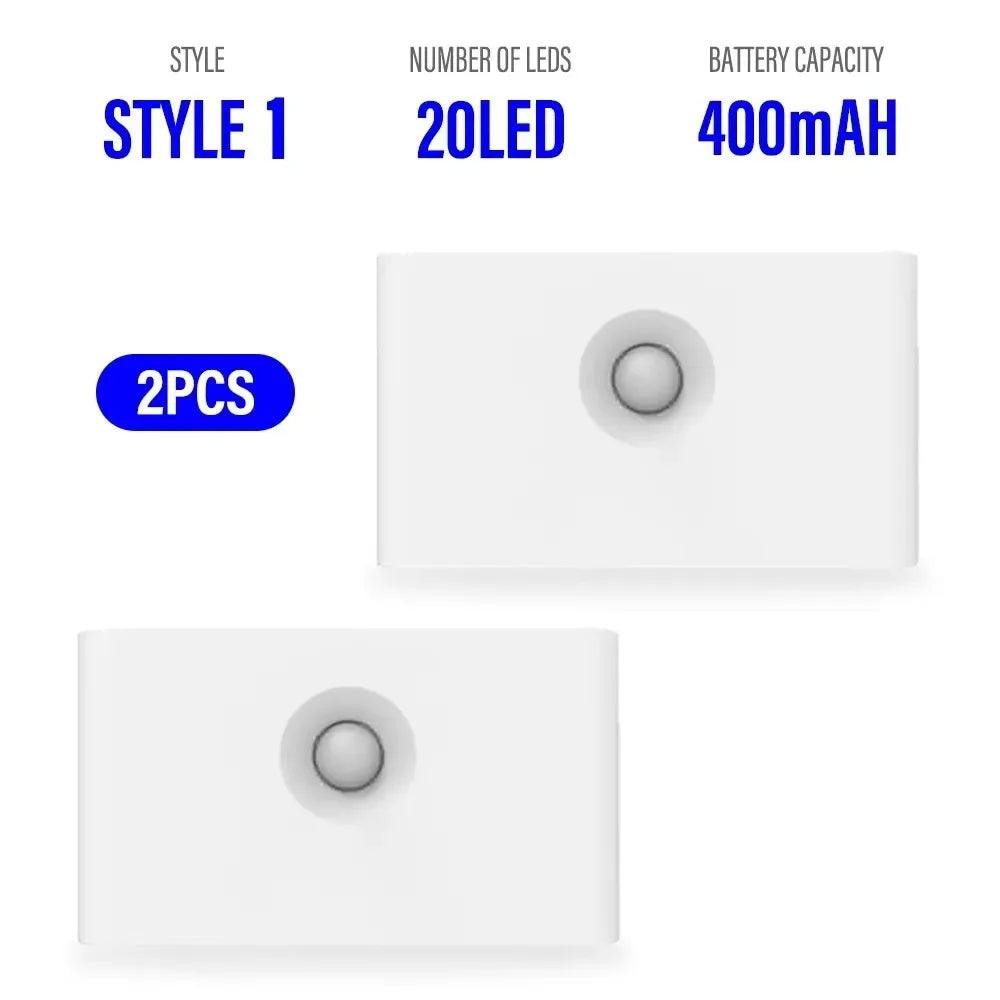 Mini LED Intelligent Sensor Night Light Wireless USB Rechargeable Motion Sensor Wall Light for Bedroom Corridor Cabinet Lighting