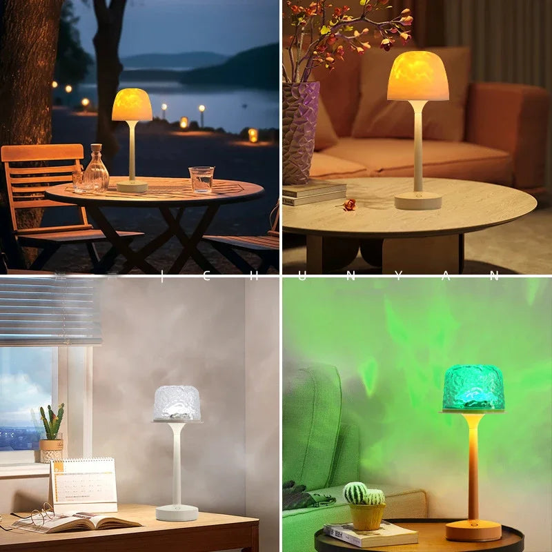 Water Ripple Night Light 16 Colors Type-C Rechargeable Colorful  LED Lamp Creative Home Decor Christmas birthday holiday gift