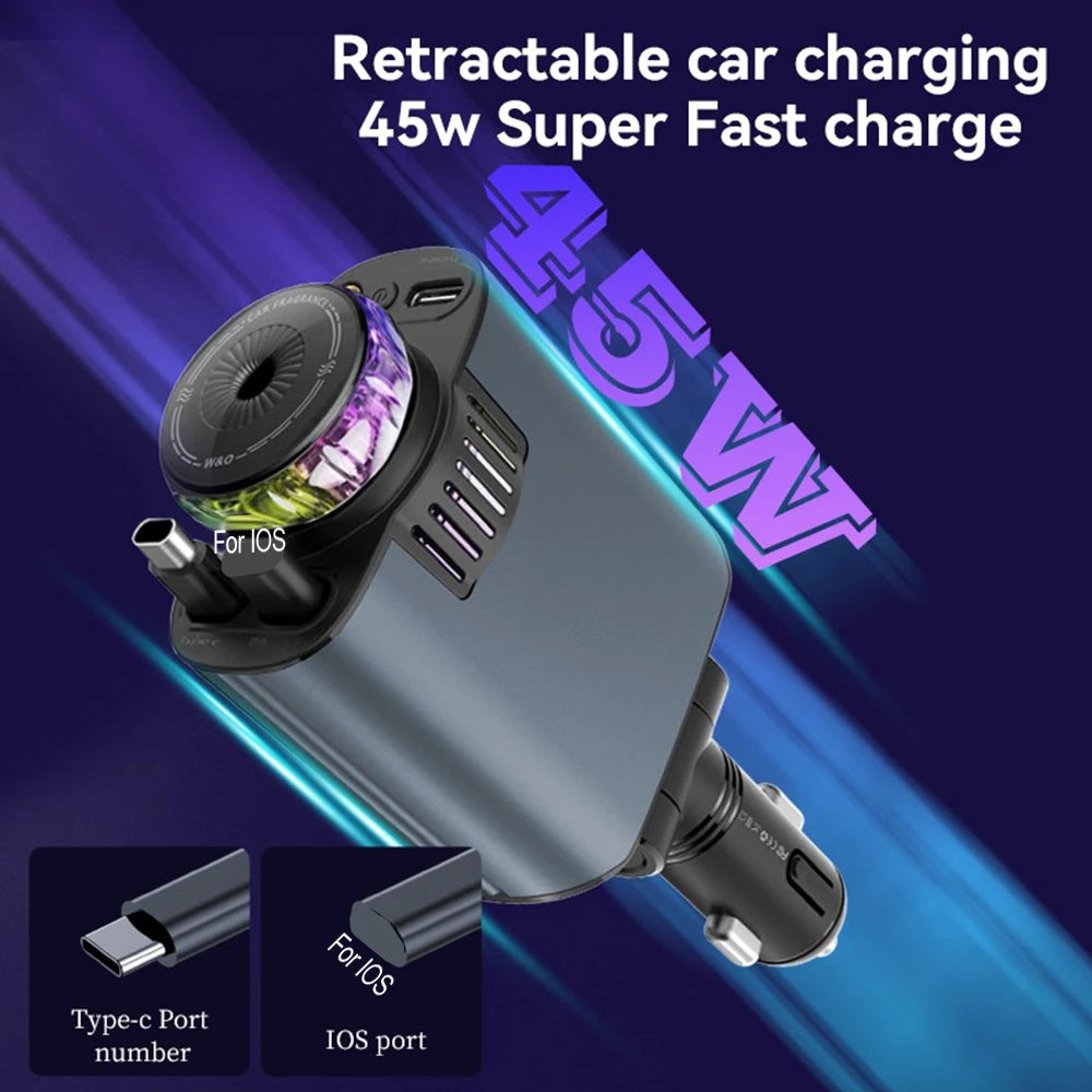 5-in-1 PD45W Car Charger USB Type-C Power Adapter Phone Charger With Roof Starlight Aromatherapy Air Freshener For IOS Android