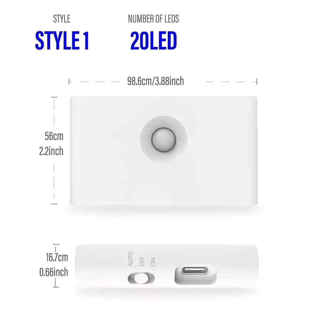 Mini LED Intelligent Sensor Night Light Wireless USB Rechargeable Motion Sensor Wall Light for Bedroom Corridor Cabinet Lighting