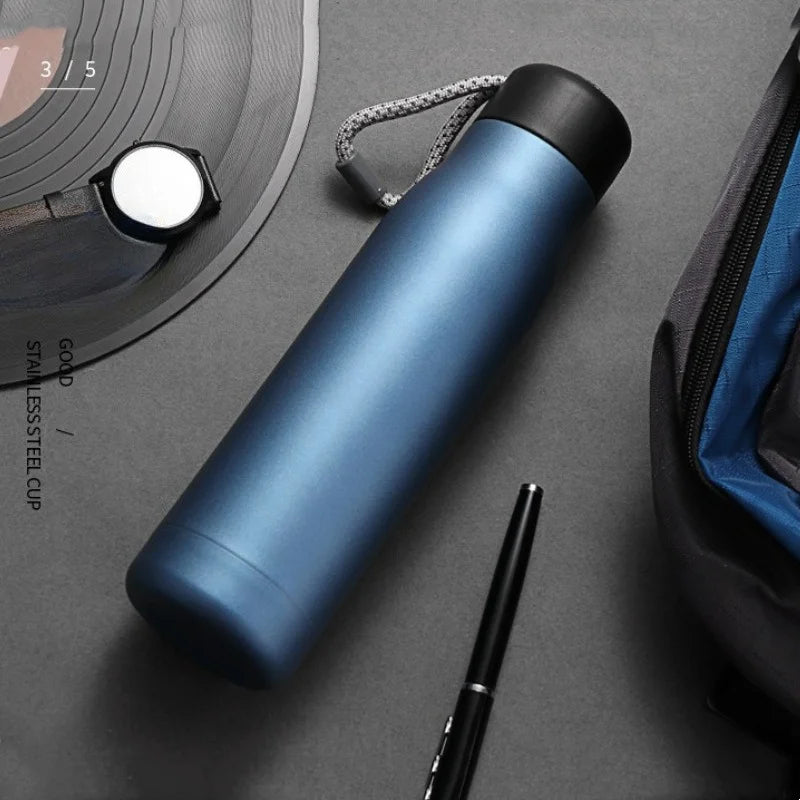 JUSTINLAU Spot Goods 400/550ML Thermos Cup Vacuum Flasks with Rope Stainless Steel Outdoor Travel Portable Thermal Water Bottles