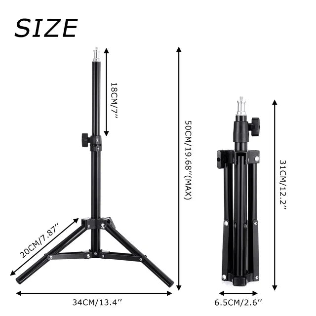 LED Selfie Ring Light 3 modes Dimmable Photography Lamp with 50cm Tripod Remote control For Phone Video Live Makeup Fill Light
